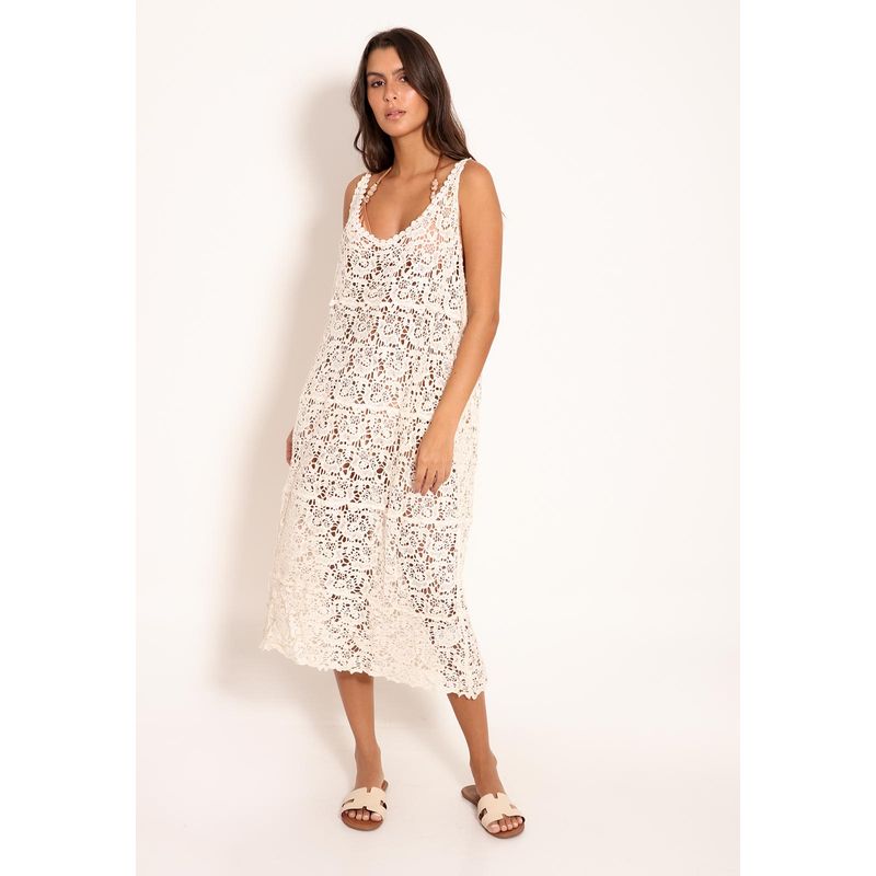 Vestido De Crochê Com Vazado Regata