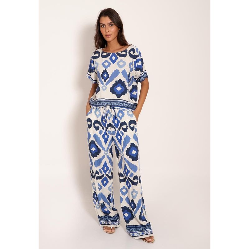 Calça Universe Pantalona com Bolsos Desejo Azul