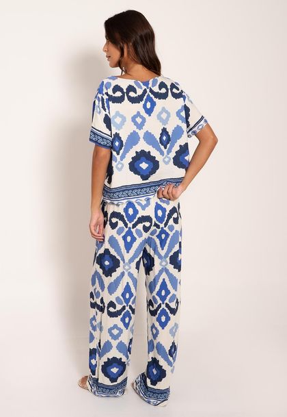 Calça Universe Pantalona com Bolsos Desejo Azul