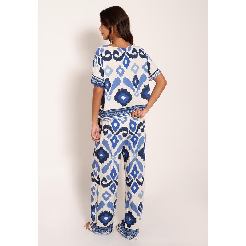 Calça Universe Pantalona com Bolsos Desejo Azul