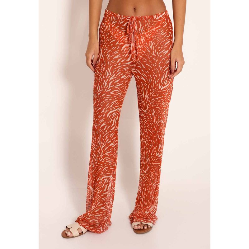 Calça Feminina Tule Reta Pele