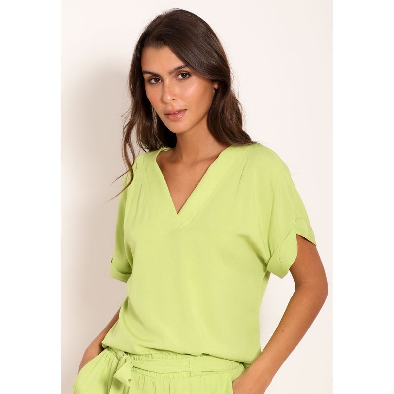 Blusa Olimpia Decote V Manga Japonesa