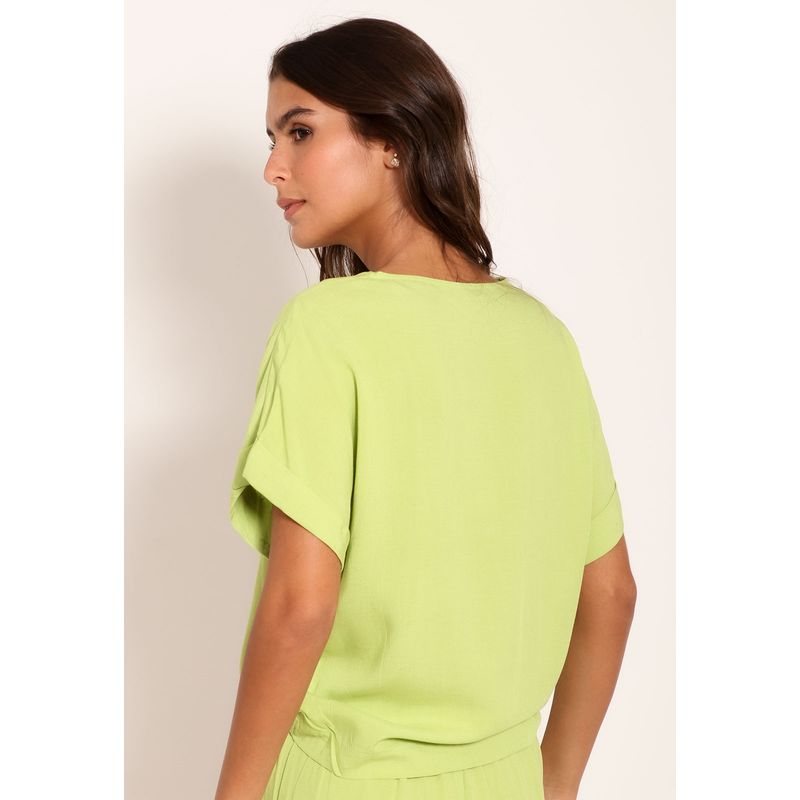 Blusa Olimpia Decote V Manga Japonesa
