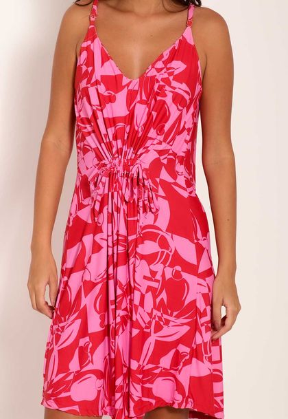 Vestido Fluxy Curto com Puxadores - Pink Cajuart