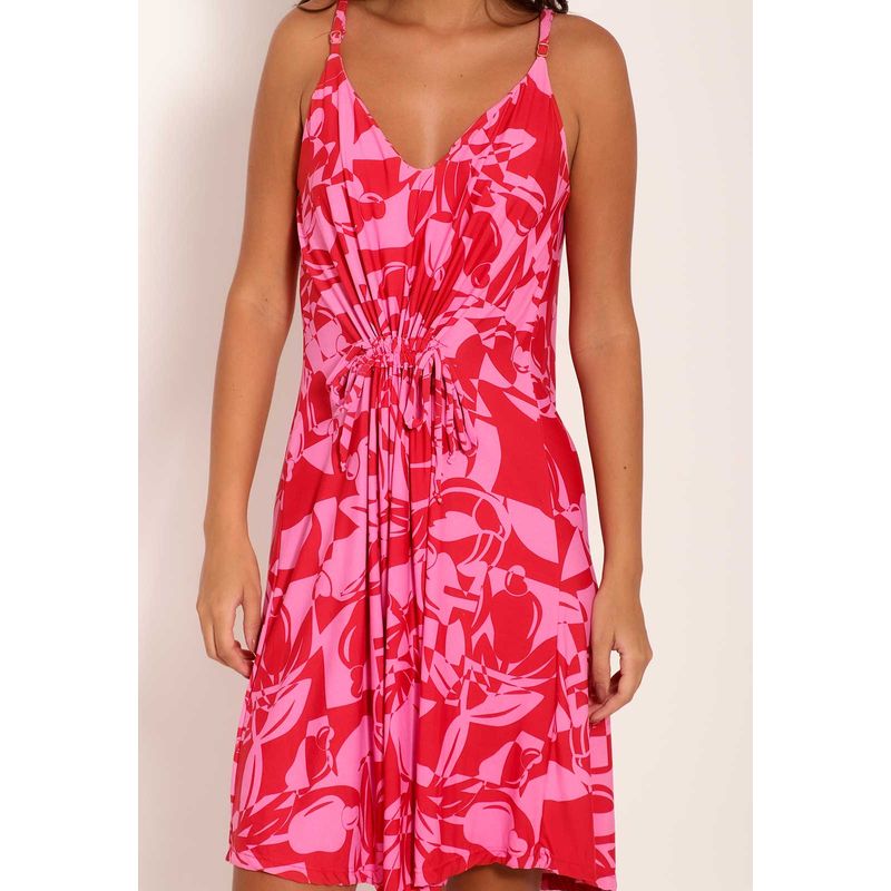 Vestido Fluxy Curto com Puxadores - Pink Cajuart