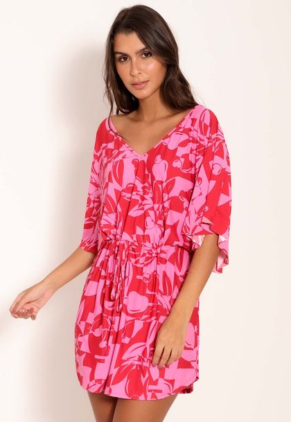 Vestido Fluxy Com Amaração Pink Cajuart
