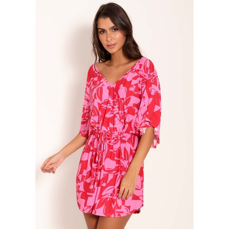Vestido Fluxy Com Amaração Pink Cajuart