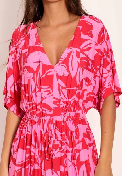 Vestido Fluxy Com Amaração Pink Cajuart