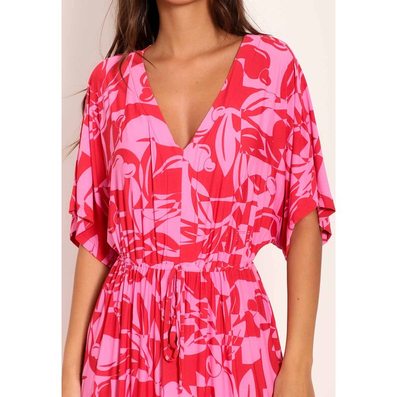 Vestido Fluxy Com Amaração Pink Cajuart