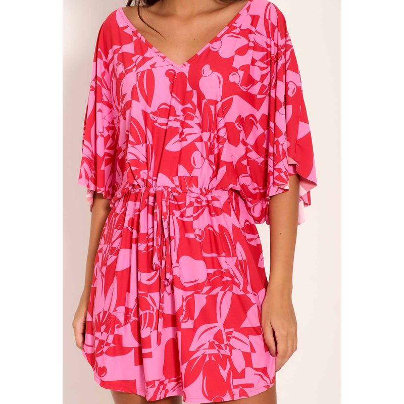 Vestido Fluxy Com Amaração Pink Cajuart