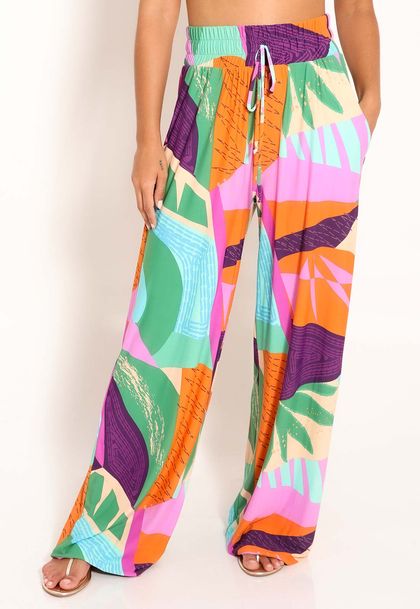 Calça Feminina Pantalona Com Bolso Fluxy Tapeçaria
