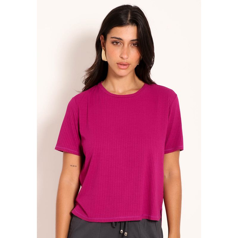 Blusa Feminina Mullet Manga Curta Canelada