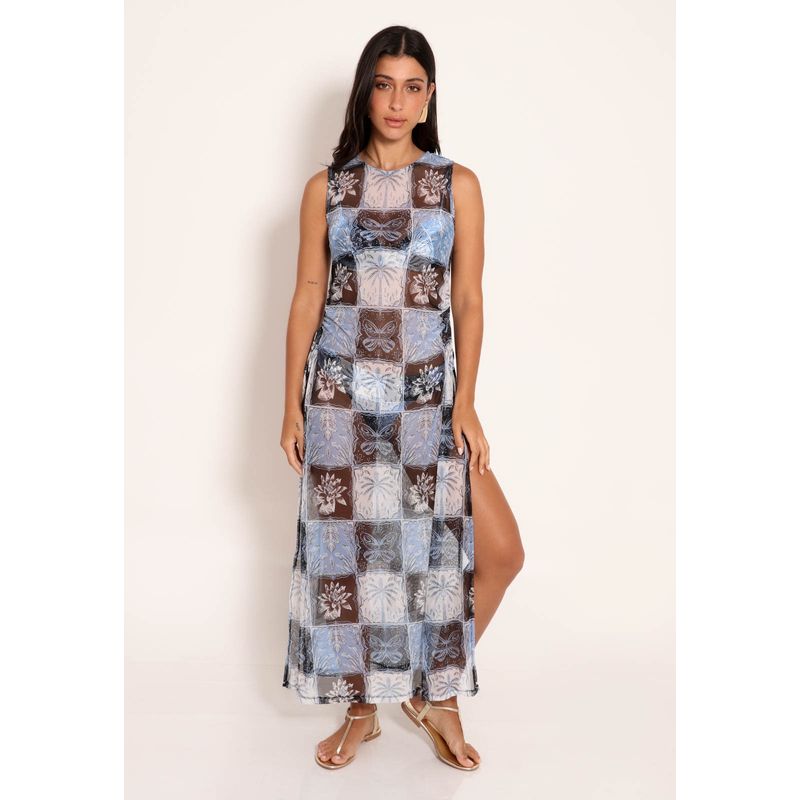 Vestido Com Tule Franzido Stamp
