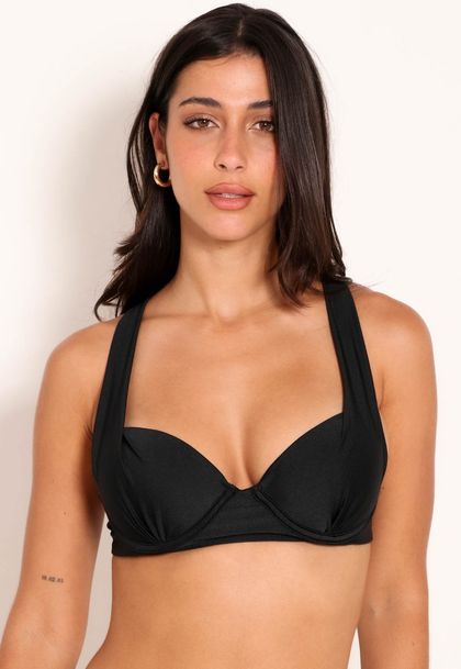 Top De Biquíni Avulso Com Bojo Push Up Alça Larga Trilobal