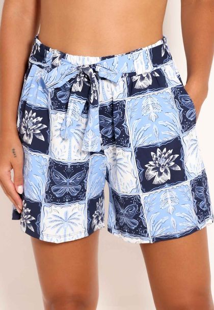 Shorts Feminino Fluxy Curto Com Cinto - Stamp