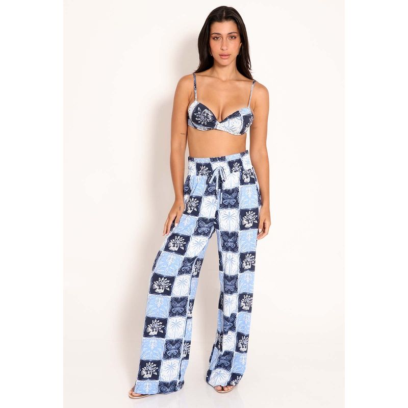 Calça Feminina Pantalona Com Bolso Fluxy Stamp