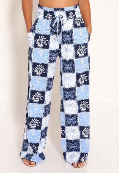 Calça Feminina Pantalona Com Bolso Fluxy Stamp