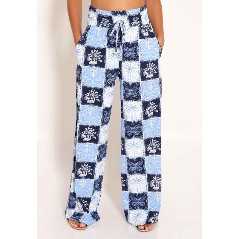 Calça Feminina Pantalona Com Bolso Fluxy Stamp