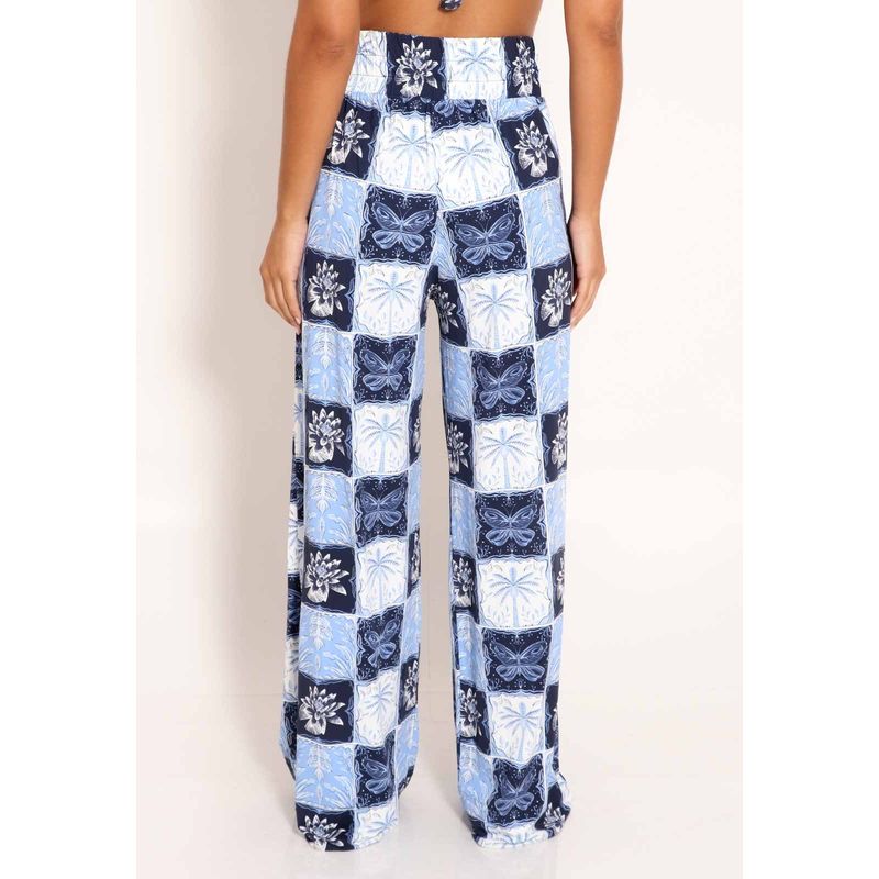 Calça Feminina Pantalona Com Bolso Fluxy Stamp