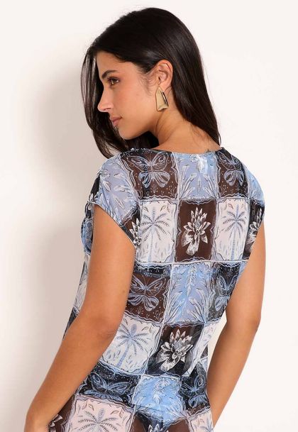 Blusa Feminina Tule Basic Manga Curta Stamp