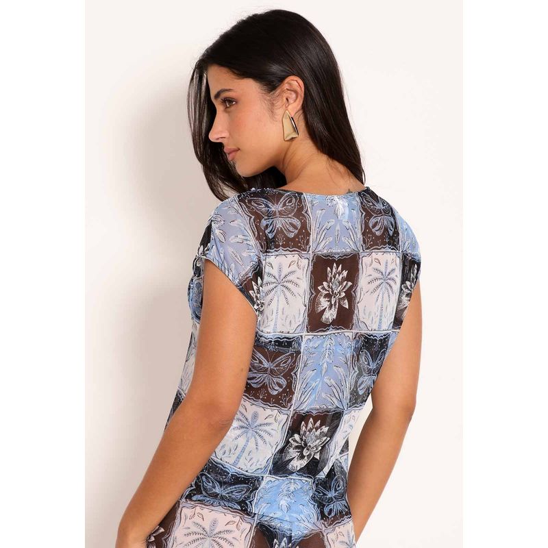 Blusa Feminina Tule Basic Manga Curta Stamp