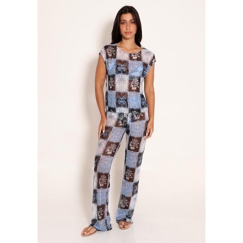 Blusa Feminina Tule Basic Manga Curta Stamp