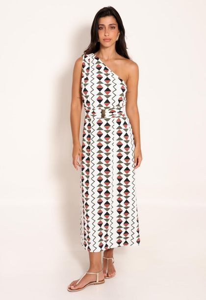 Vestido Fluxy Ombro Único com Cinto Ajustável - Cardume