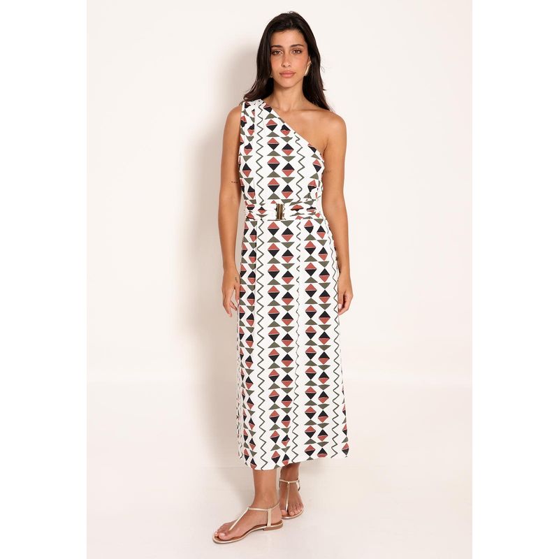 Vestido Fluxy Ombro Único com Cinto Ajustável - Cardume