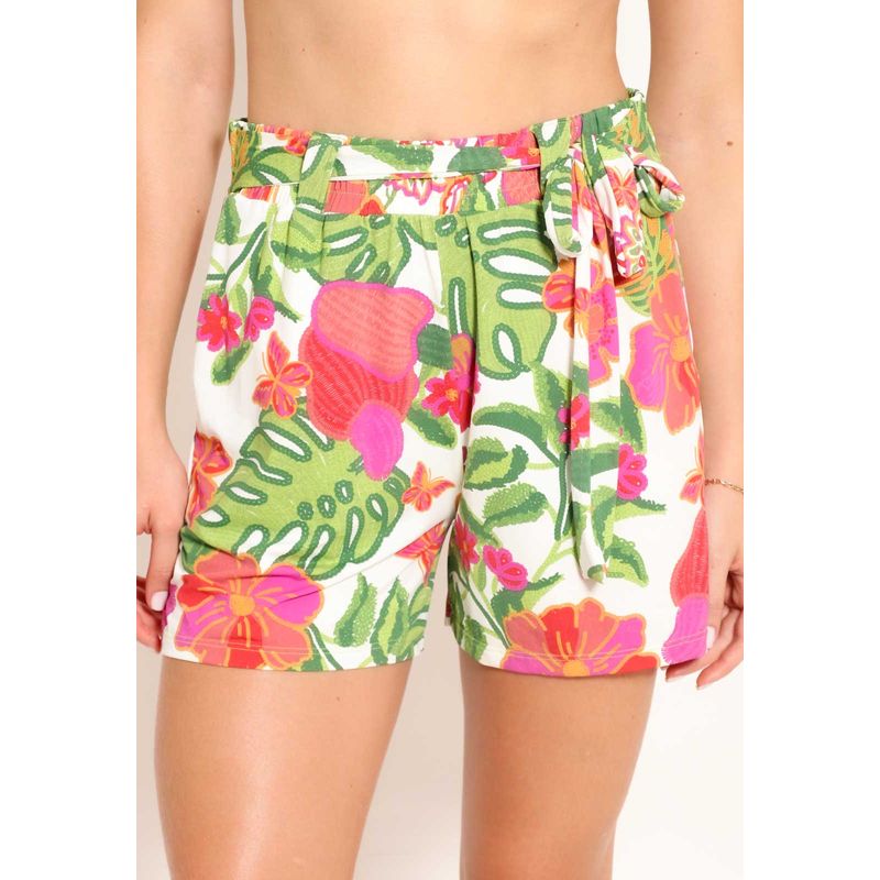 Shorts Feminino Fluxy Curto Com Cinto - Jardim