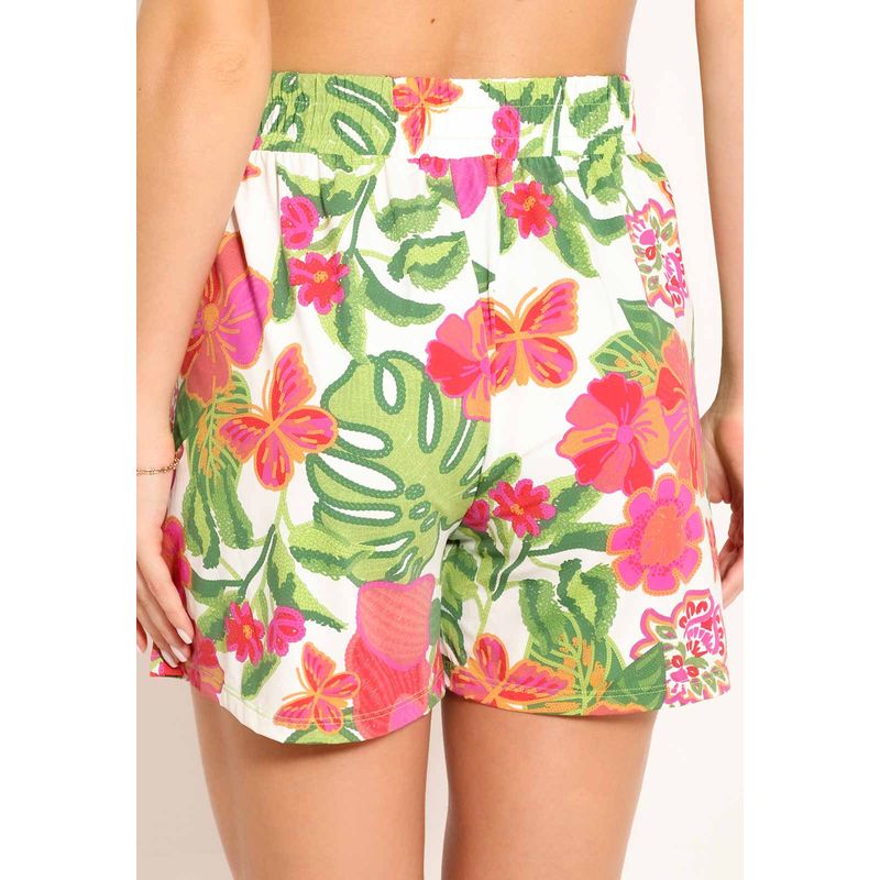 Shorts Feminino Fluxy Curto Com Cinto - Jardim