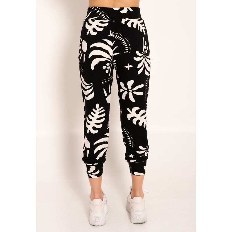 Calça Cós Alto Com Bolsos e Punho Na Barra Adão Black
