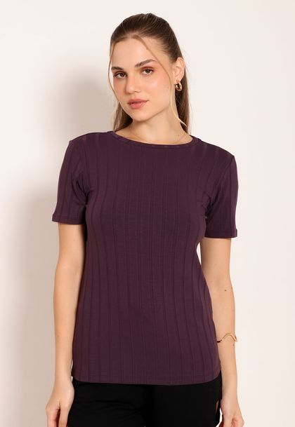 Blusa Feminina Manga Curta Visco Canelado