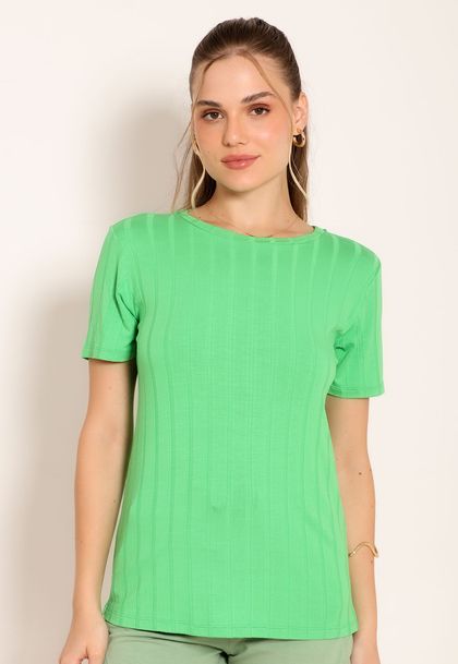 Blusa Feminina Manga Curta Visco Canelado