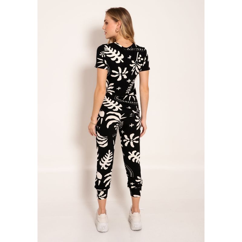 Blusa Feminina Manga Curta Gola Canoa Adão Black