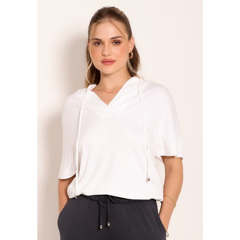 Blusa Com Capuz Gola V e Amarração