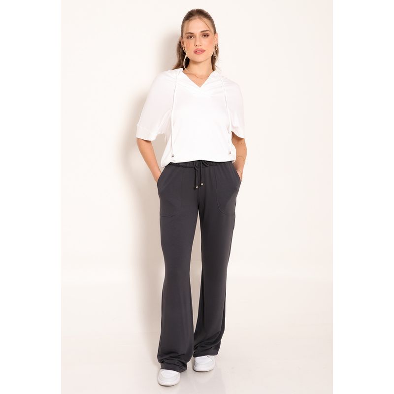Blusa Com Capuz Gola V e Amarração