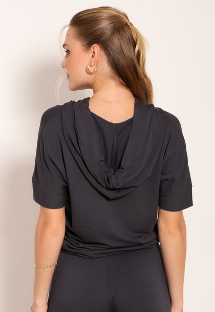 Blusa Com Capuz Gola V e Amarração