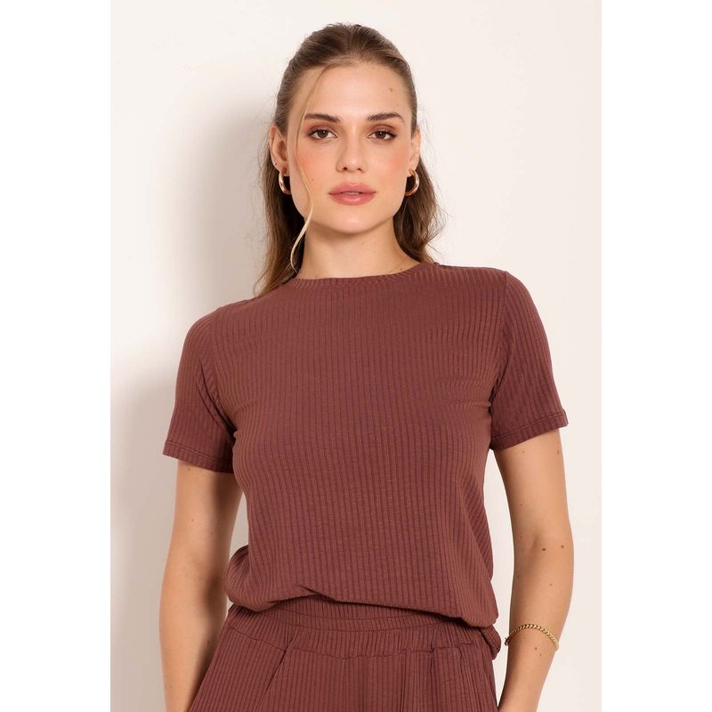 Camiseta Feminina Manga Curta Canelada