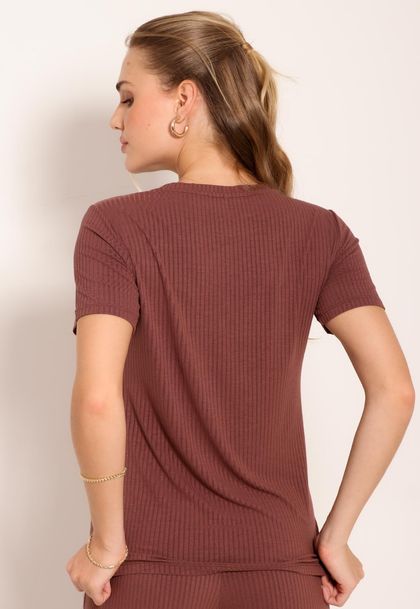 Camiseta Feminina Manga Curta Canelada