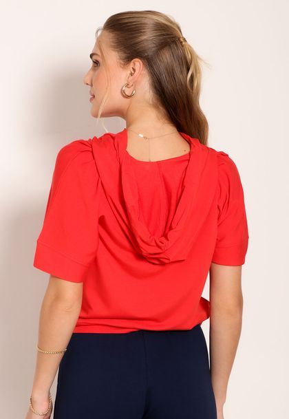 Blusa Com Capuz Gola V e Amarração