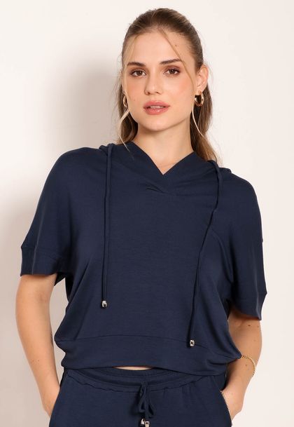 Blusa Com Capuz Gola V e Amarração