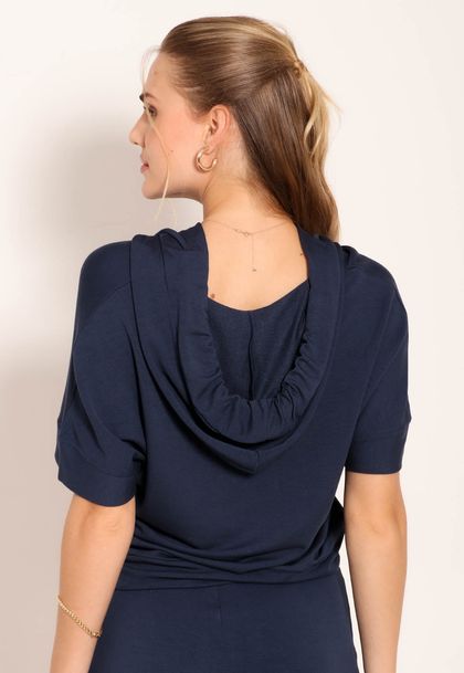 Blusa Com Capuz Gola V e Amarração