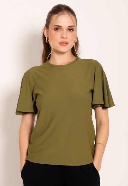 Blusa Manga Japonesa Com Gola Careca