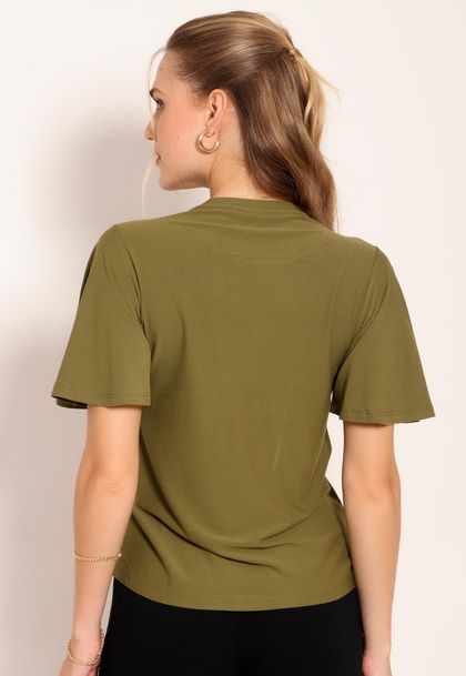 Blusa Manga Japonesa Com Gola Careca