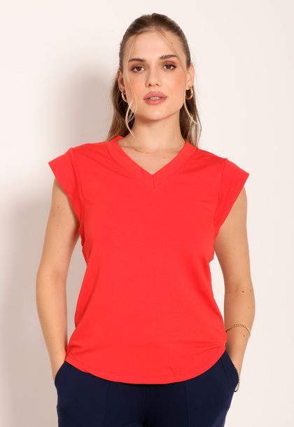 Blusa Feminina Básica Gola V