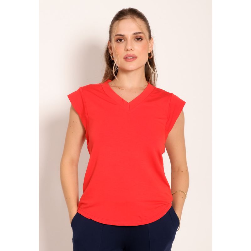 Blusa Feminina Básica Gola V
