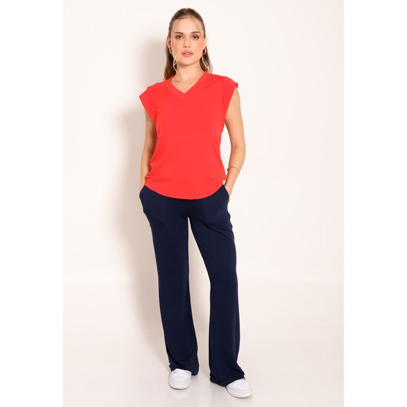 Blusa Feminina Básica Gola V