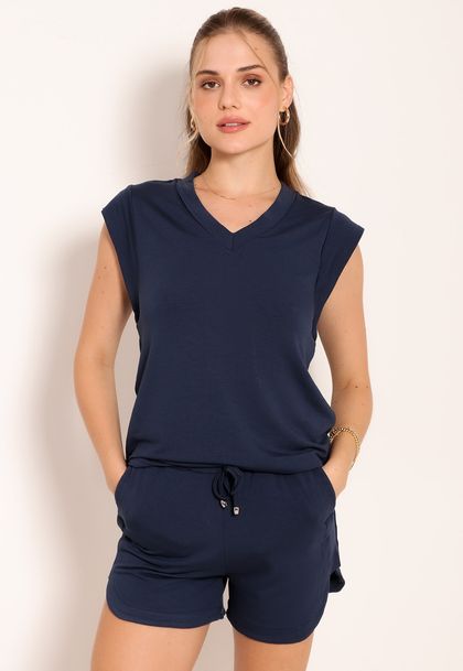 Blusa Feminina Básica Gola V