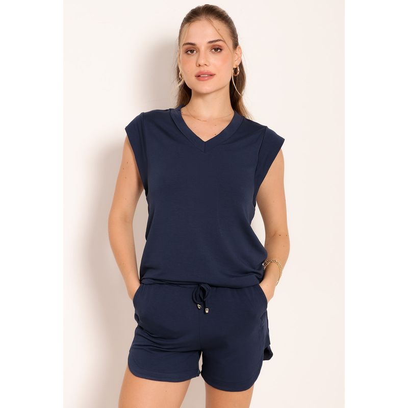 Blusa Feminina Básica Gola V