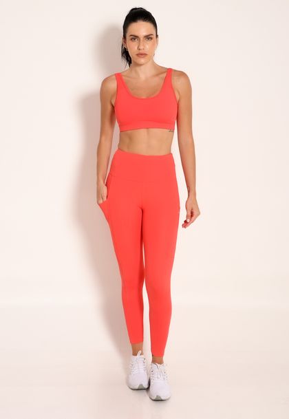 Calça Legging Feminina Compress com Bolsos e Recorte